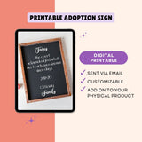 Wood sign with offically adopted wording on a device screen on the left with wording digital printable on the right.