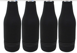 Four black neoprene bottle keepers shown side by side on a plain white background.